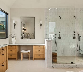 service bathroom remodeling white walls walk in shower